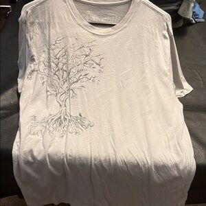 Stranded Cream Short Sleeve Tee with Tree Design